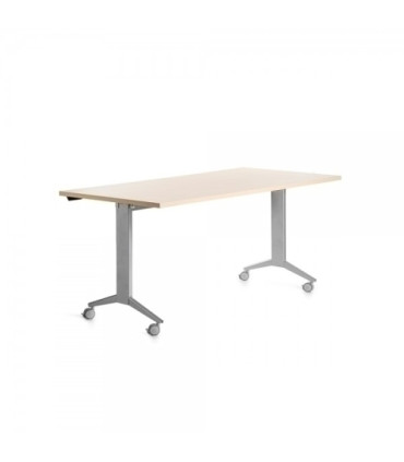MESA ROCADA METAL 180x80 ALUMINIO/HAYA