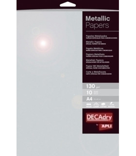 PAPEL METALIZAD.A4 APLI 130g 10h PLATA