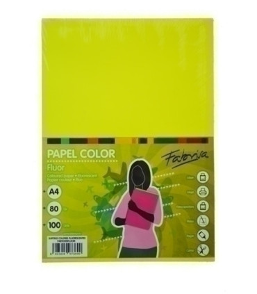 PAPEL COLOR FABRISA A4 80g 100h SURT.FLU