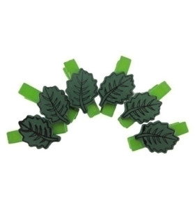 PINZAS SMART MADERA HOJAS VERDES PACK 6
