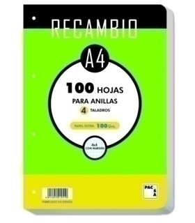 RECAM.PACSA A4 100h 4 TAL. CD.4 C.REDON.