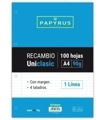 RECAMBIO PAPYRUS A4 100h 4 TAL.HZ C/M
