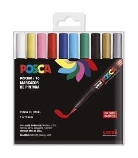 ROTUL.UNI-POSCA PINCEL ESTUCHE 10 SURT.