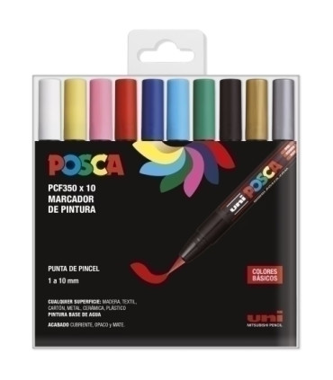 ROTUL.UNI-POSCA PINCEL ESTUCHE 10 SURT.