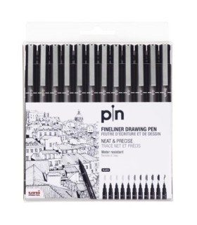 ROTUL.UNI PIN CALIBRADO NEGRO B/12