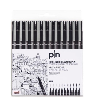 ROTUL.UNI PIN CALIBRADO NEGRO B/12