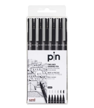ROTUL.UNI PIN CALIBRADO NEGRO B/6