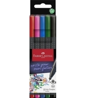 ROTULADOR FABER GRIP FINEPEN PACK 5 BAS