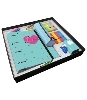 SET PAPELERIA MARIOLA CORAZONES 34 PIEZA