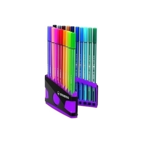 Rotulador Fibra Stabilo Pen 68 Color Parade Antracita/Rosa Estuche De 20