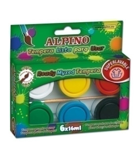 TEMPERA ALPINO  16 ml ESTUCHE 6 + pincel