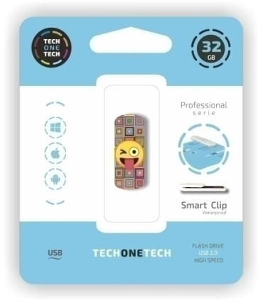 MEMORIA USB 32GB TECHONE EMOJI GUIÑO