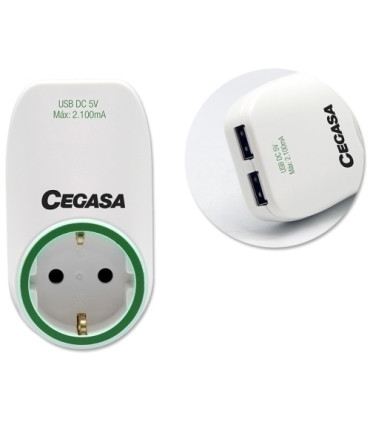 ENCHUFE ADAPTADOR CEG. SCHUKO + 2 USB