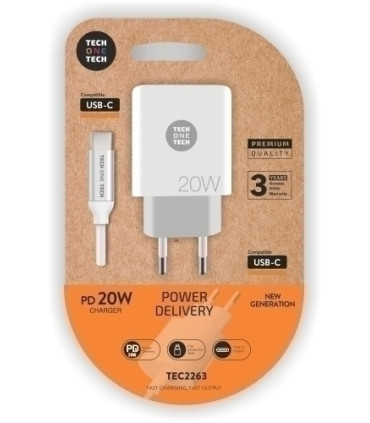 CARGADOR TECHONE DOBLE + CABLE USB-C-USB