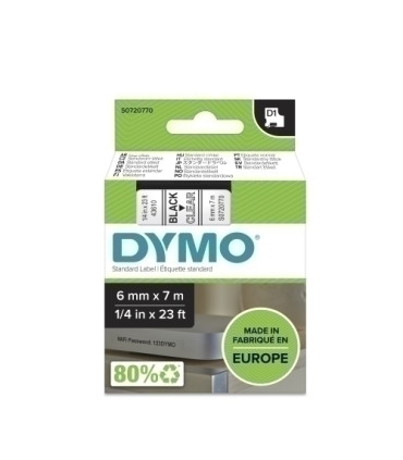 CINTA ROT.DYMO LM D1 7m  6 NEGR.s/TRANSP