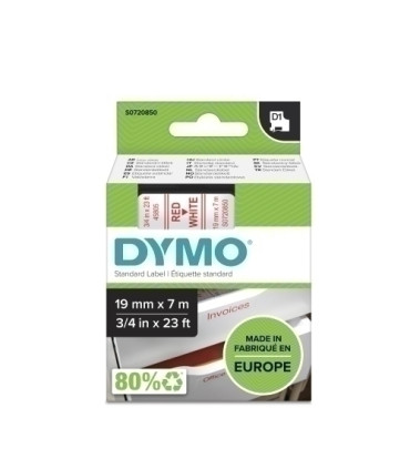 CINTA ROT.DYMO LM D1 7m 19 ROJO s/BLANCO