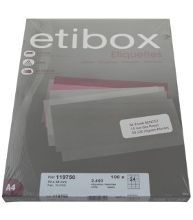 ETIQUETAS ADH.IMPR. ETIBOX A4 BLANCA CAJ