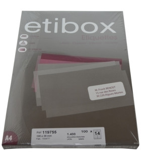 ETIQUETAS ADH.IMPR. ETIBOX A4 BLANCA CAJ