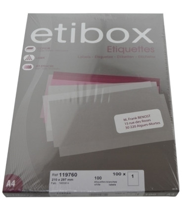 ETIQUETAS ADH.IMPR. ETIBOX A4 BLANCA CAJ