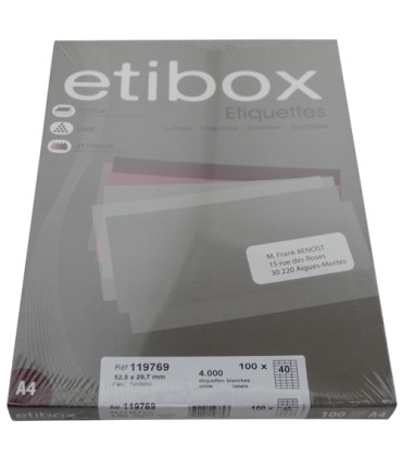 ETIQUETAS ADH.IMPR. ETIBOX A4 BLANCA CAJ
