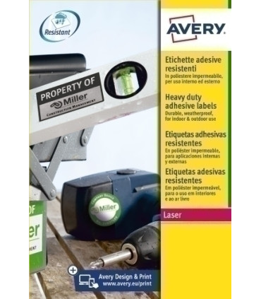 ETIQ.IMP.AVERY L6009 20h A4 PLATA 45,7x2