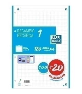 RECAMBIO OXF. A4 100h 4 TAL. CD.5 TURQ
