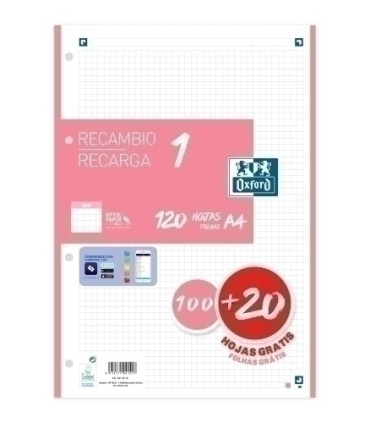 RECAMBIO OXF. A4 100h 4 TAL. CD.5 CHICLE