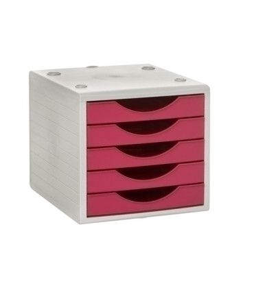 MODULO 5 CAJONES GRIS/FUCSIA