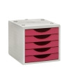 MODULO 5 CAJONES GRIS/FUCSIA