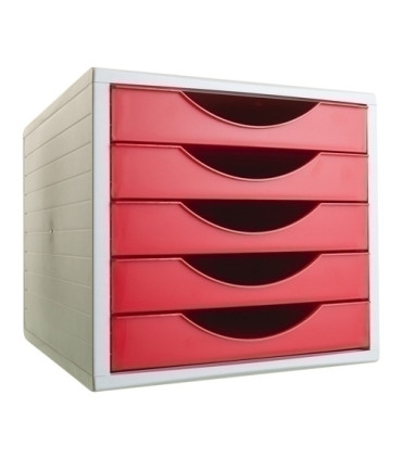 MODULO 5 CAJONES GRIS/ROJO