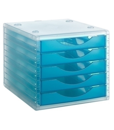 MODULO 5 CAJONES CRISTAL/AZUL