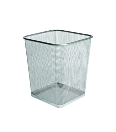 PAPELERA FOROFIS METAL CUADRADA PLATA