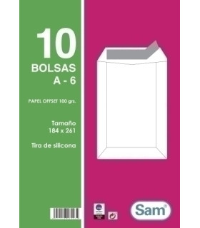 BOLSA SAM 184x261 BLANCO 100g PAQ.10