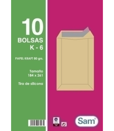 BOLSA SAM 184x261 KRAFT 80g PAQ.10