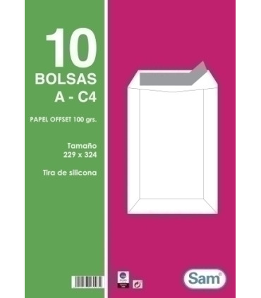 BOLSA SAM 229x324 BCO. 100g PAQ.10