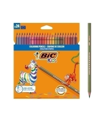 LAPICES COLOR BIC EVOL.STRIPES est.24