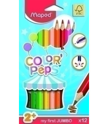 LAPICES COLOR MAPED COLOR PEPS JUMBO 12