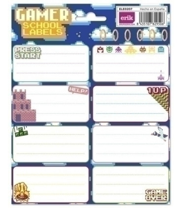 ETIQUETA ESCOLAR ERIK 15,8x20 GAMER