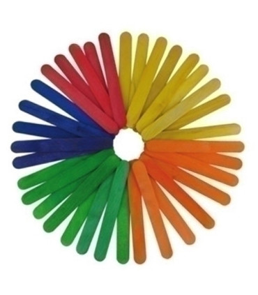 PALILLOS PLANOS COLORES 15cm. PACK 50