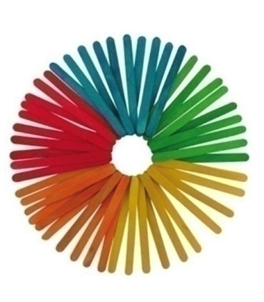 PALILLOS PLANOS COLORES 11,4cm. PACK 50