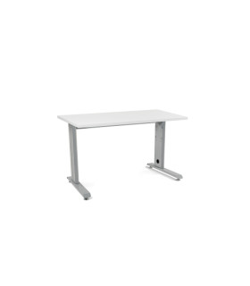 MESA ROCADA METAL 120x60 ALUMINIO/BLANCO