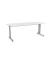 MESA ROCADA METAL 200x80 ALUMINIO/BLANCO