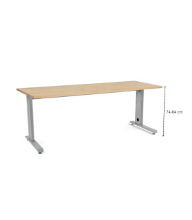 MESA ROCADA METAL 200x80 ALUMINIO/ROBLE
