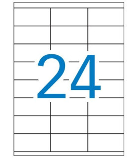 Caja de 100 hojas de etiquetas A4  ( 24 por hoja - 70x35 mm tamaño etiqueta )