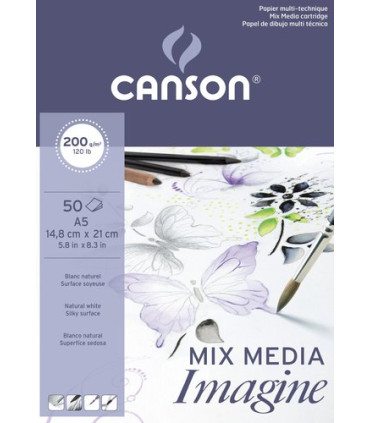 BLOC DIBUJO CANSON IMAGINE ENCOL. A5 200