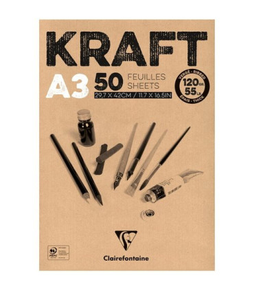 BLOC DIBUJO CLAIR. KRAFT ENCOL. A3 120g