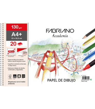 BLOC DIBUJO FABRIANO C/ESP. 2TAL A4+ 130