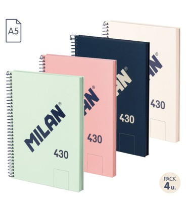 BLOC MILAN 430 A5 80h LISO SURT. PACK 4