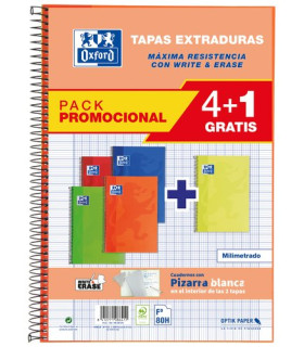 BLOC OXF.SCH.EXTRA Fº 80h MM PACK 4+1