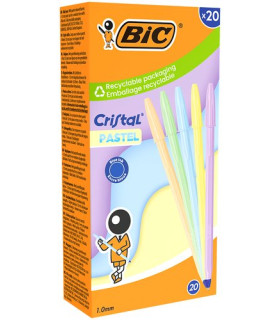 BOLIG.BIC CRISTAL PASTEL CAJA DE 20